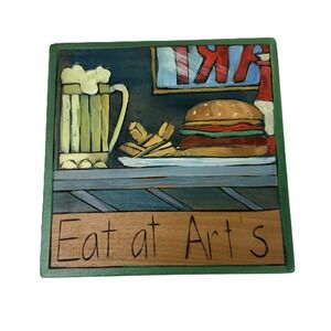 Sticks Sarah Grant Handmade Wood Wall Plaque Eat at Art's Diner Kitchen 7x7
